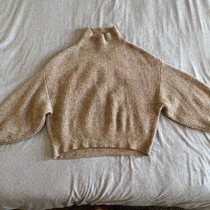Tan H&M Chunky Cowl Neck Sweater